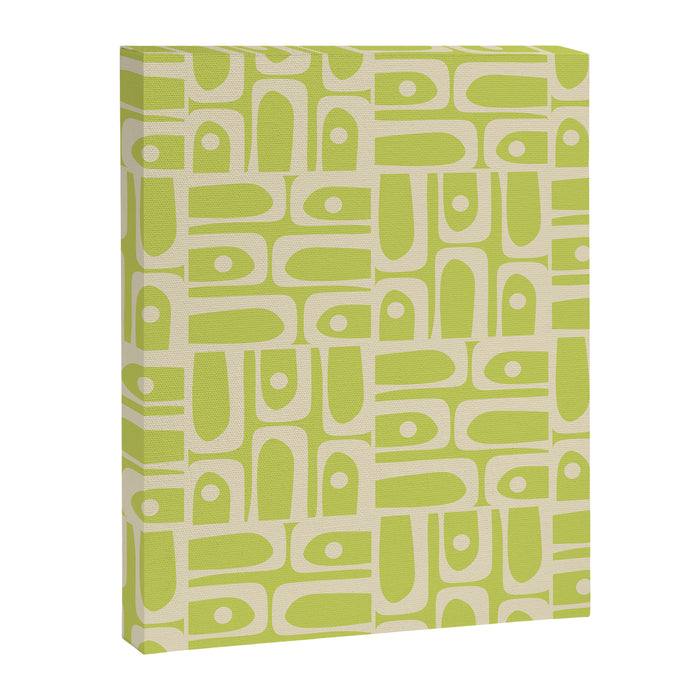 Mid Century Modern Piquet Abstract Multi Pattern in Light Lime Linden Green and Beige Canvas Print Gallery Image 1