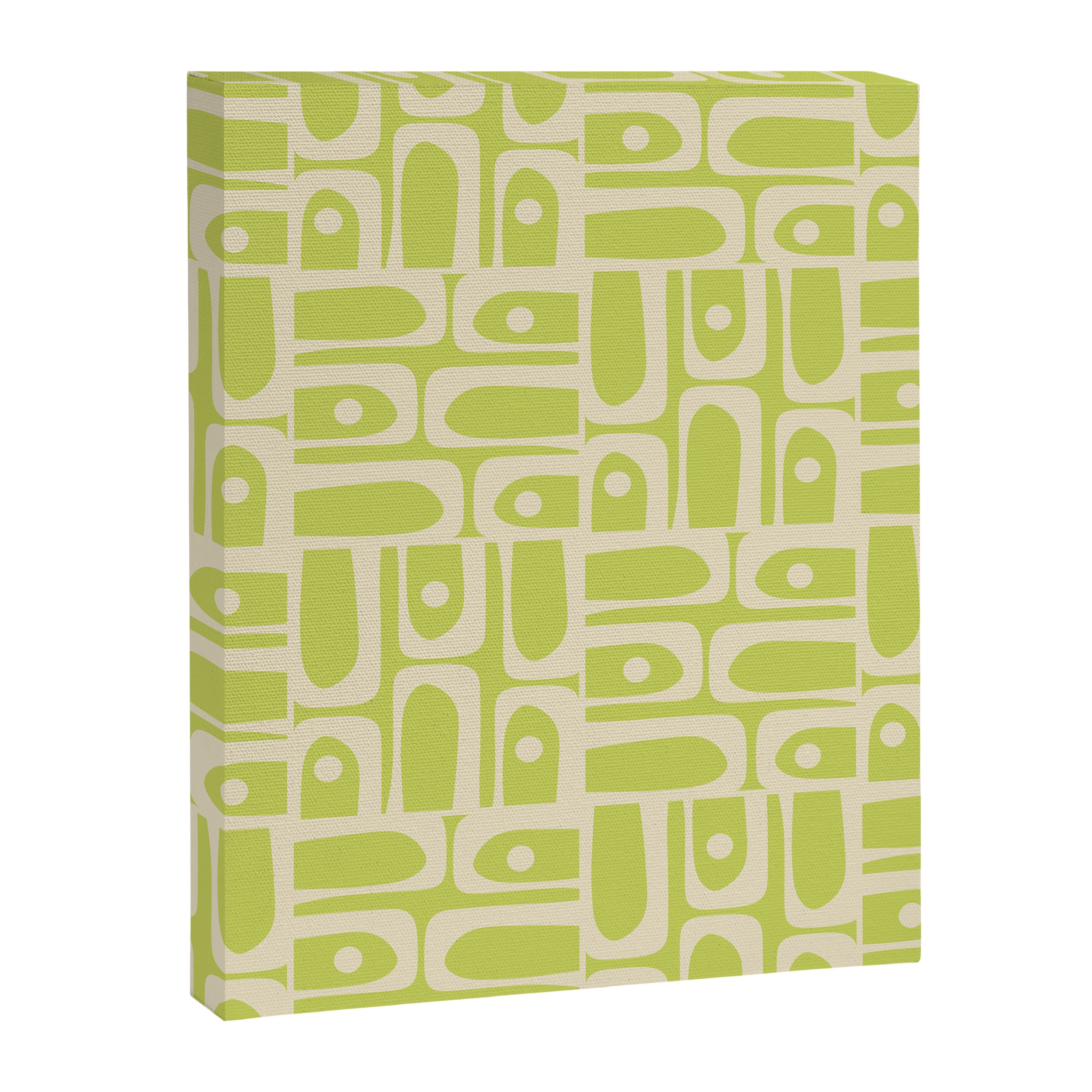 Mid Century Modern Piquet Abstract Multi Pattern in Light Lime Linden Green and Beige Canvas Print Gallery Image 8