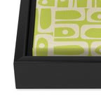 Mid Century Modern Piquet Abstract Multi Pattern in Light Lime Linden Green and Beige Framed Canvas Print Gallery Image 3