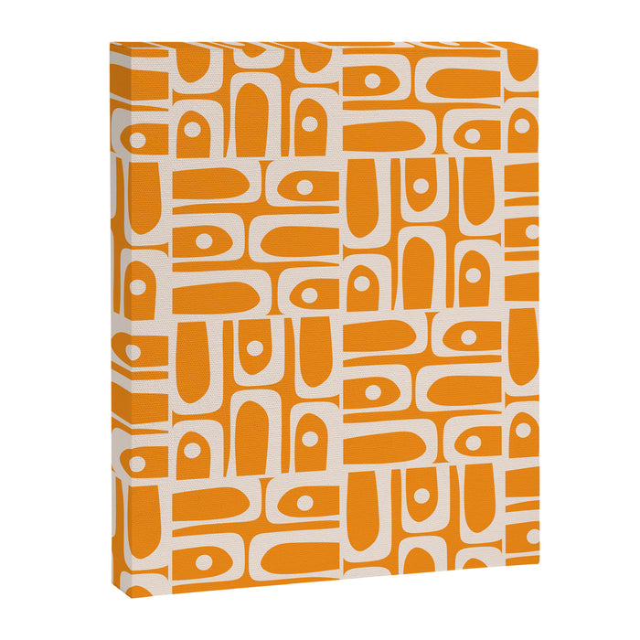Mid Century Modern Piquet Abstract Multi Pattern in Light Pumpkin Orange Canvas Print Gallery Image 1