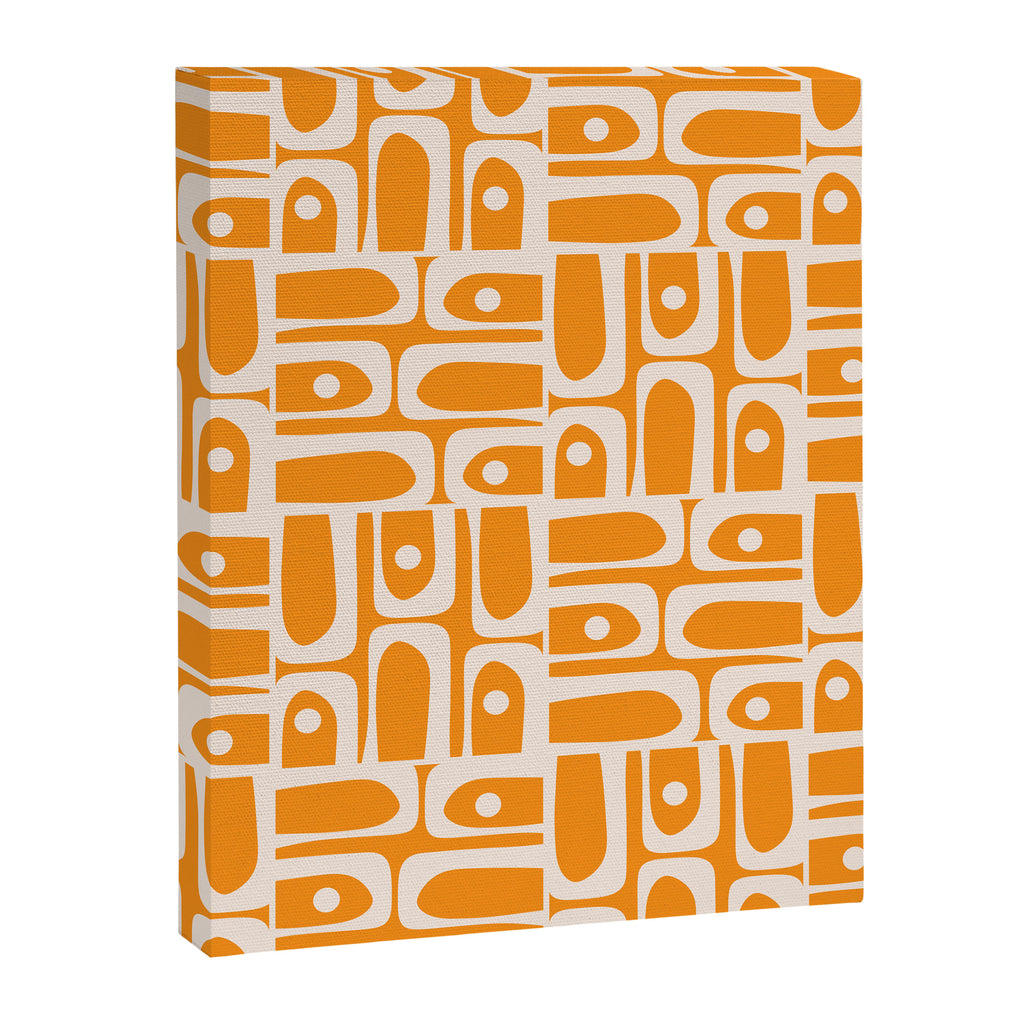 Mid Century Modern Piquet Abstract Multi Pattern in Light Pumpkin Orange Canvas Print Gallery Image 8