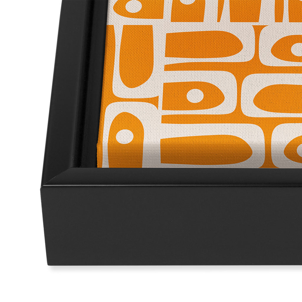 Mid Century Modern Piquet Abstract Multi Pattern in Light Pumpkin Orange Framed Canvas Print Gallery Image 3