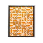 Mid Century Modern Piquet Abstract Multi Pattern in Light Pumpkin Orange Framed Canvas Print Gallery Image 8
