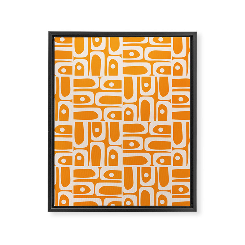 Mid Century Modern Piquet Abstract Multi Pattern in Light Pumpkin Orange Framed Canvas Print Gallery Image 8