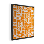 Mid Century Modern Piquet Abstract Multi Pattern in Light Pumpkin Orange Framed Canvas Print Gallery Image 2
