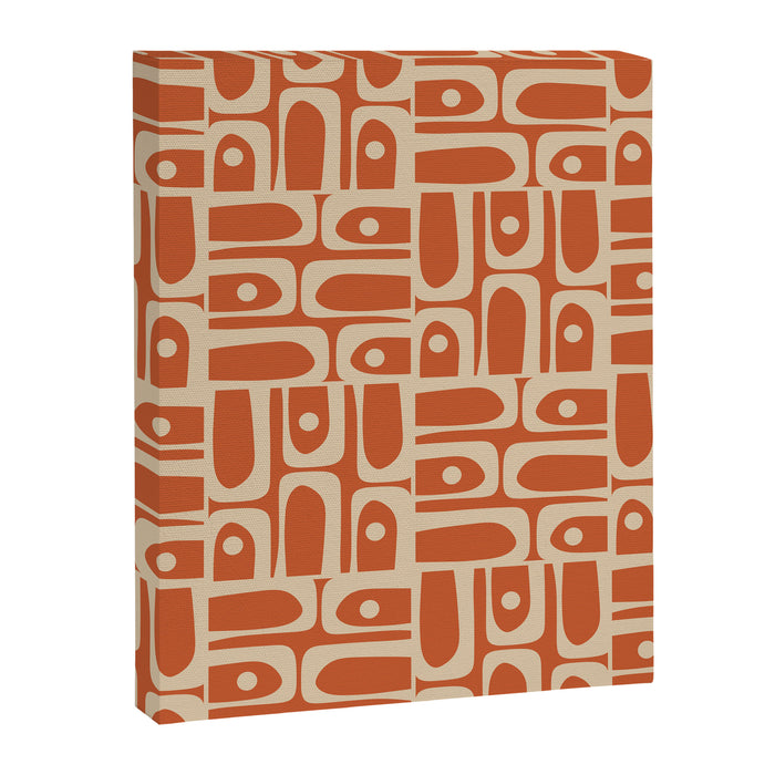 Mid Century Modern Piquet Abstract Multi Pattern in Mid Mod Burnt Orange and Beige Canvas Print Gallery Image 1