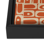 Mid Century Modern Piquet Abstract Multi Pattern in Mid Mod Burnt Orange and Beige Framed Canvas Print Gallery Image 3