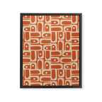 Mid Century Modern Piquet Abstract Multi Pattern in Mid Mod Burnt Orange and Beige Framed Canvas Print Gallery Image 8