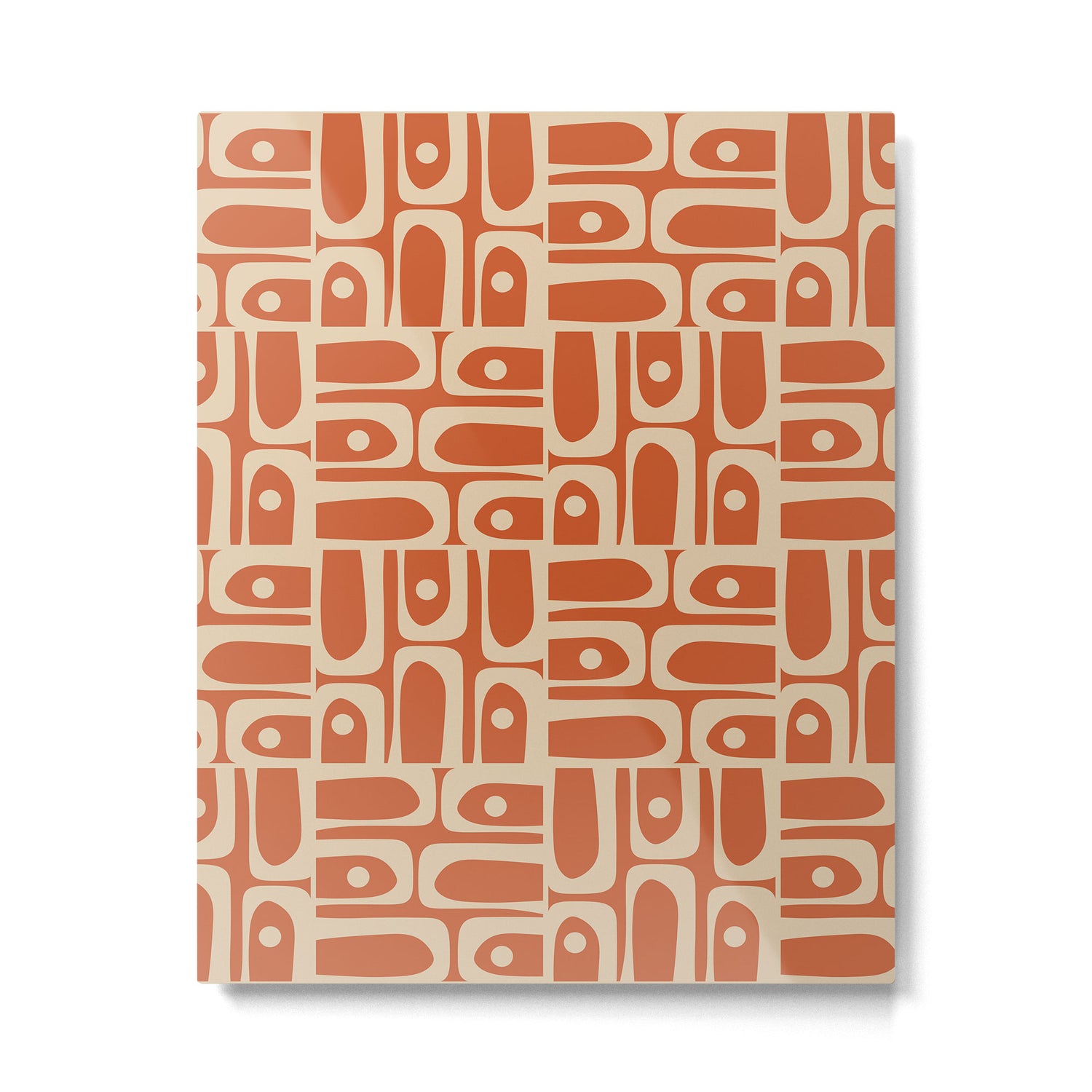 Mid Century Modern Piquet Abstract Multi Pattern in Mid Mod Burnt Orange and Beige Metal Print Gallery Image 6