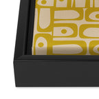 Mid Century Modern Piquet Abstract Multi Pattern in Mid Mod Mustard Yellow and Beige Framed Canvas Print Gallery Image 3