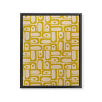 Mid Century Modern Piquet Abstract Multi Pattern in Mid Mod Mustard Yellow and Beige Framed Canvas Print Gallery Image 8