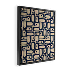 Mid Century Modern Piquet Abstract Multi Pattern in Mid Mod Navy Blue and Beige Framed Canvas Print Gallery Image 2