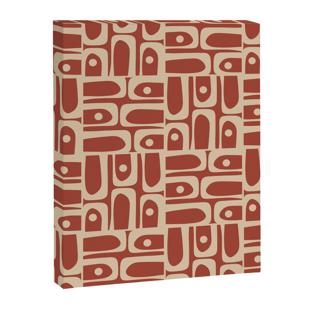 Mid Century Modern Piquet Abstract Multi Pattern in Mid Mod Rust and Beige Canvas Print Gallery Image 8