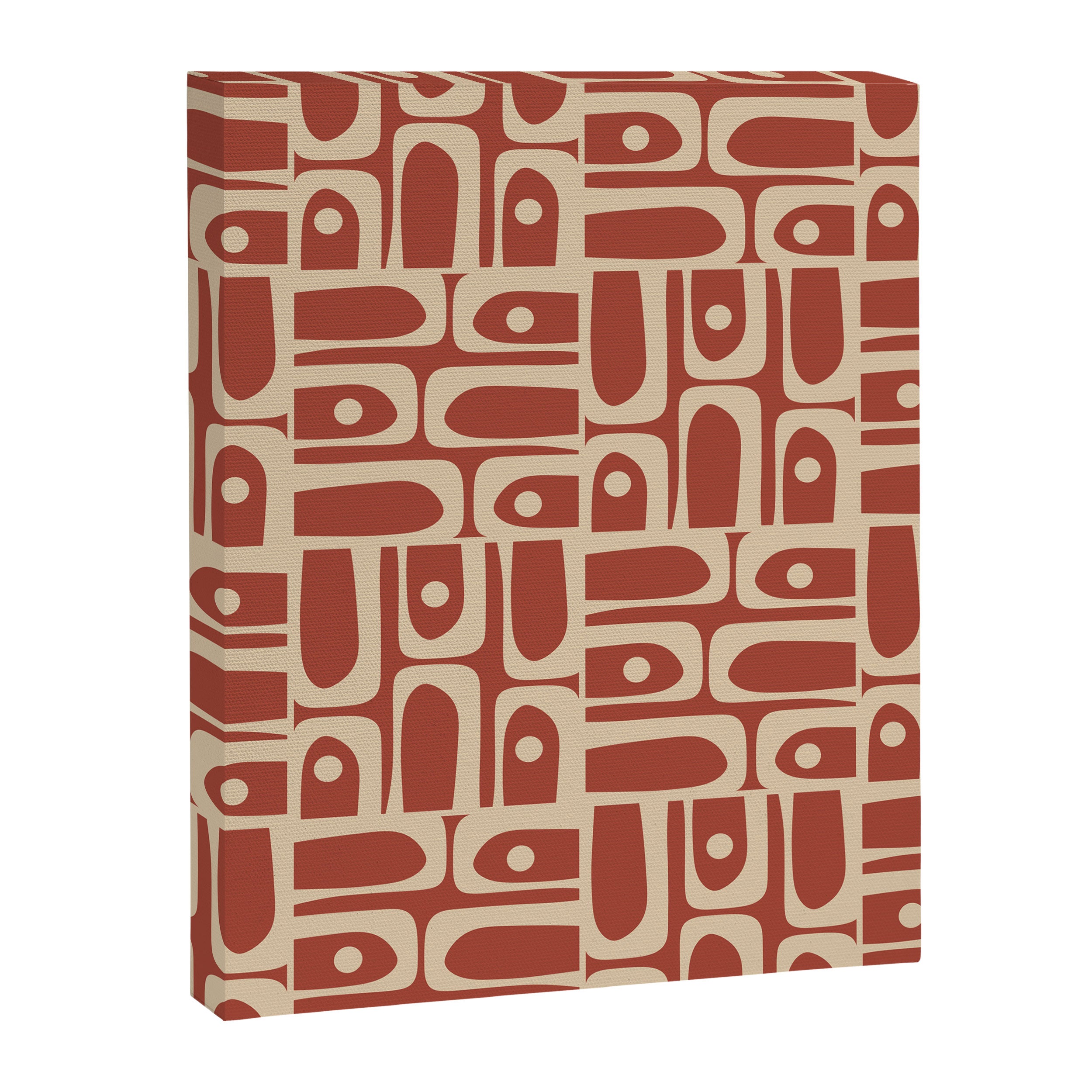 Mid Century Modern Piquet Abstract Multi Pattern in Mid Mod Rust and Beige Canvas Print Gallery Image 8
