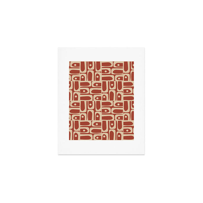 Mid Century Modern Piquet Abstract Multi Pattern in Mid Mod Rust and Beige Art Print Gallery Image 1