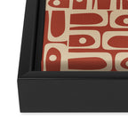 Mid Century Modern Piquet Abstract Multi Pattern in Mid Mod Rust and Beige Framed Canvas Print Gallery Image 3