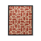Mid Century Modern Piquet Abstract Multi Pattern in Mid Mod Rust and Beige Framed Canvas Print Gallery Image 8