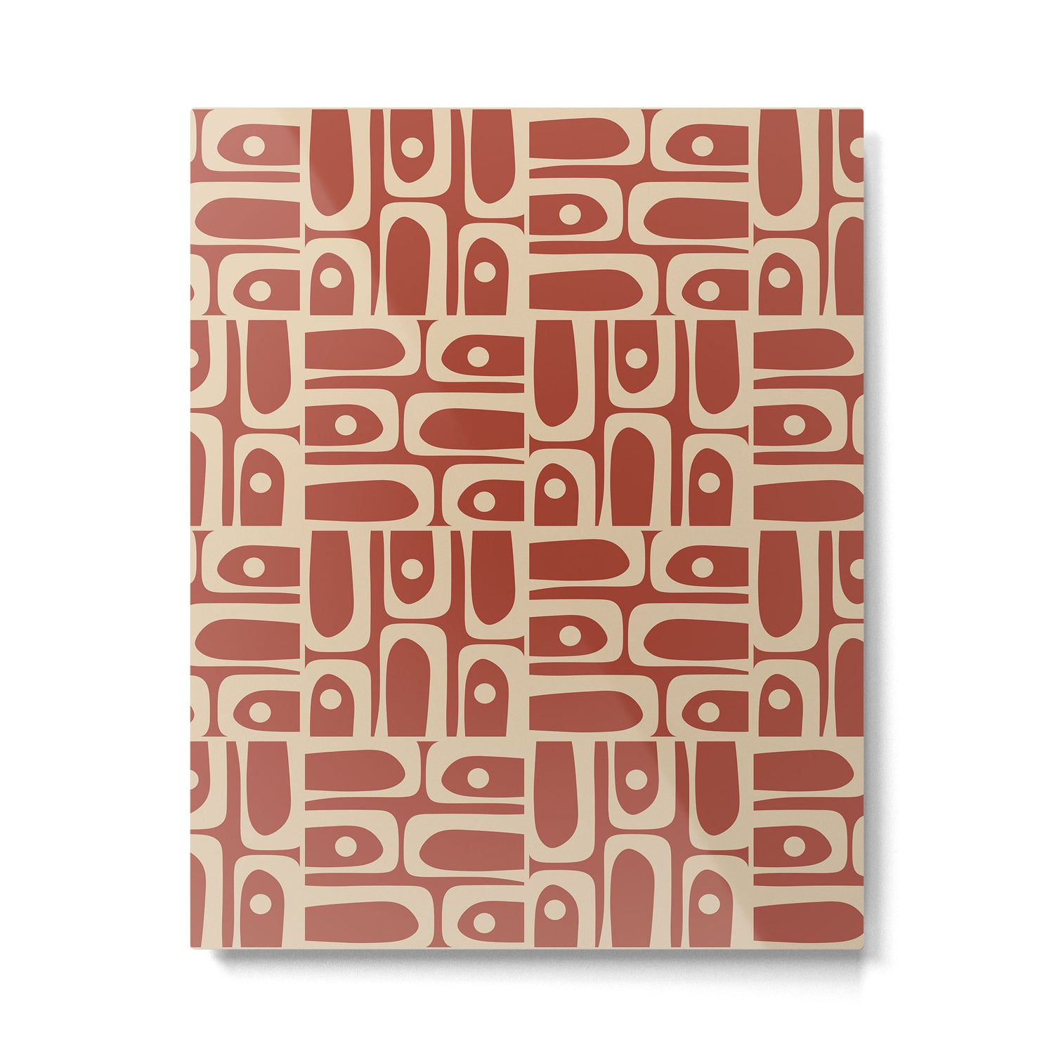 Mid Century Modern Piquet Abstract Multi Pattern in Mid Mod Rust and Beige Metal Print Gallery Image 6
