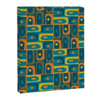 Mid Century Modern Piquet Abstract Multi Pattern in Moroccan Blue Teal Orange Olive Mustard Canvas Print Gallery Image 8