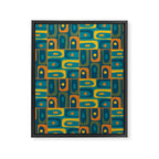 Mid Century Modern Piquet Abstract Multi Pattern in Moroccan Blue Teal Orange Olive Mustard Framed Canvas Print Gallery Image 8