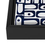 Mid Century Modern Piquet Abstract Multi Pattern in Nautical Navy Blue and White Framed Canvas Print Gallery Image 3