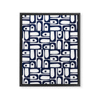 Mid Century Modern Piquet Abstract Multi Pattern in Nautical Navy Blue and White Framed Canvas Print Gallery Image 8
