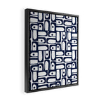 Mid Century Modern Piquet Abstract Multi Pattern in Nautical Navy Blue and White Framed Canvas Print Gallery Image 2