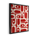 Mid Century Modern Piquet Abstract Multi Pattern in Red and Cream Framed Canvas Print Gallery Image 2