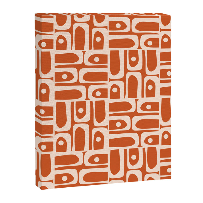 Mid Century Modern Piquet Abstract Multi Pattern in Spiced Orange Canvas Print Gallery Image 1
