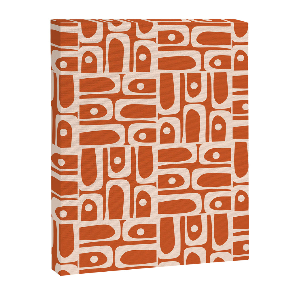 Mid Century Modern Piquet Abstract Multi Pattern in Spiced Orange Canvas Print Gallery Image 8