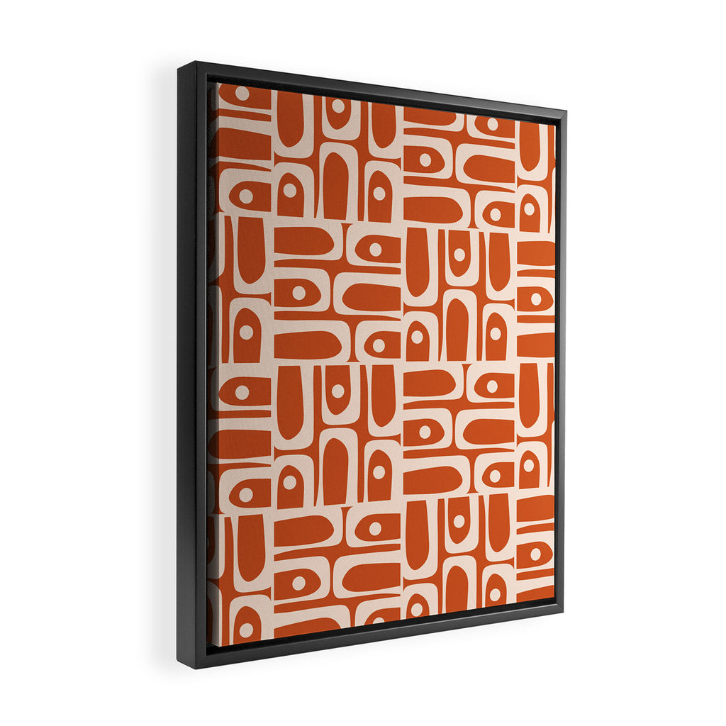 Mid Century Modern Piquet Abstract Multi Pattern in Spiced Orange Framed Canvas Print Gallery Image 2