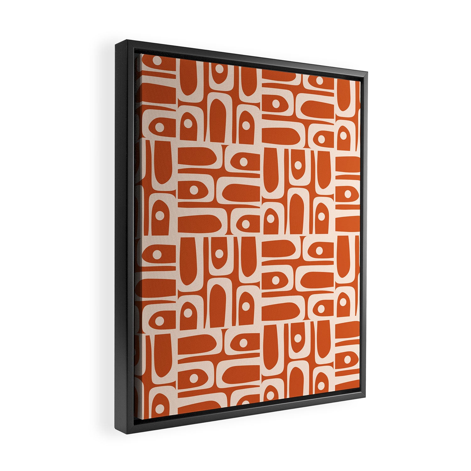 Mid Century Modern Piquet Abstract Multi Pattern in Spiced Orange Framed Canvas Print Gallery Image 2
