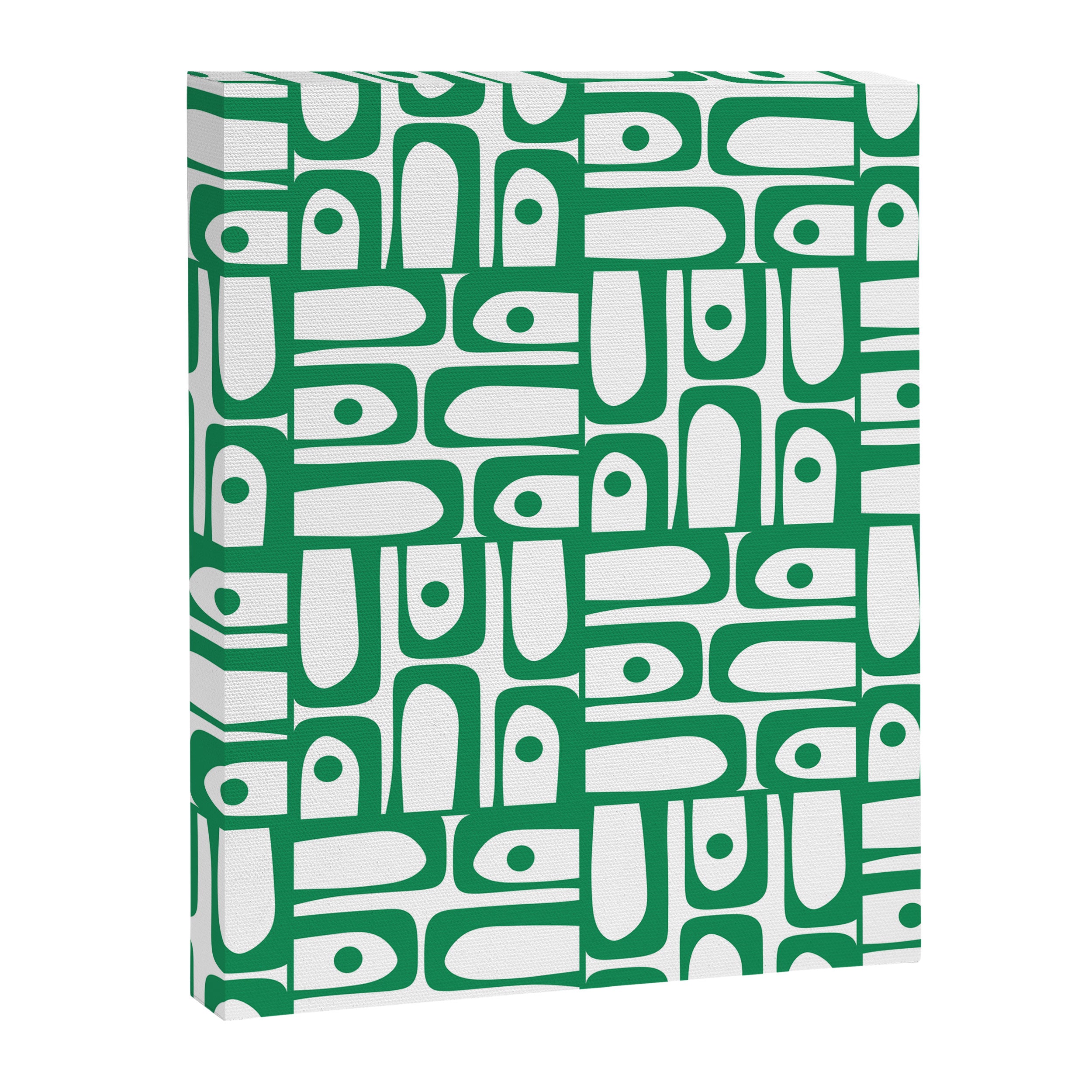 Mid Century Modern Piquet Abstract Multi Pattern Kelly Green and White Canvas Print Gallery Image 8