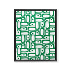 Mid Century Modern Piquet Abstract Multi Pattern Kelly Green and White Framed Canvas Print Gallery Image 8