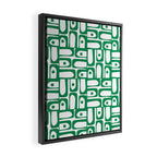 Mid Century Modern Piquet Abstract Multi Pattern Kelly Green and White Framed Canvas Print Gallery Image 2