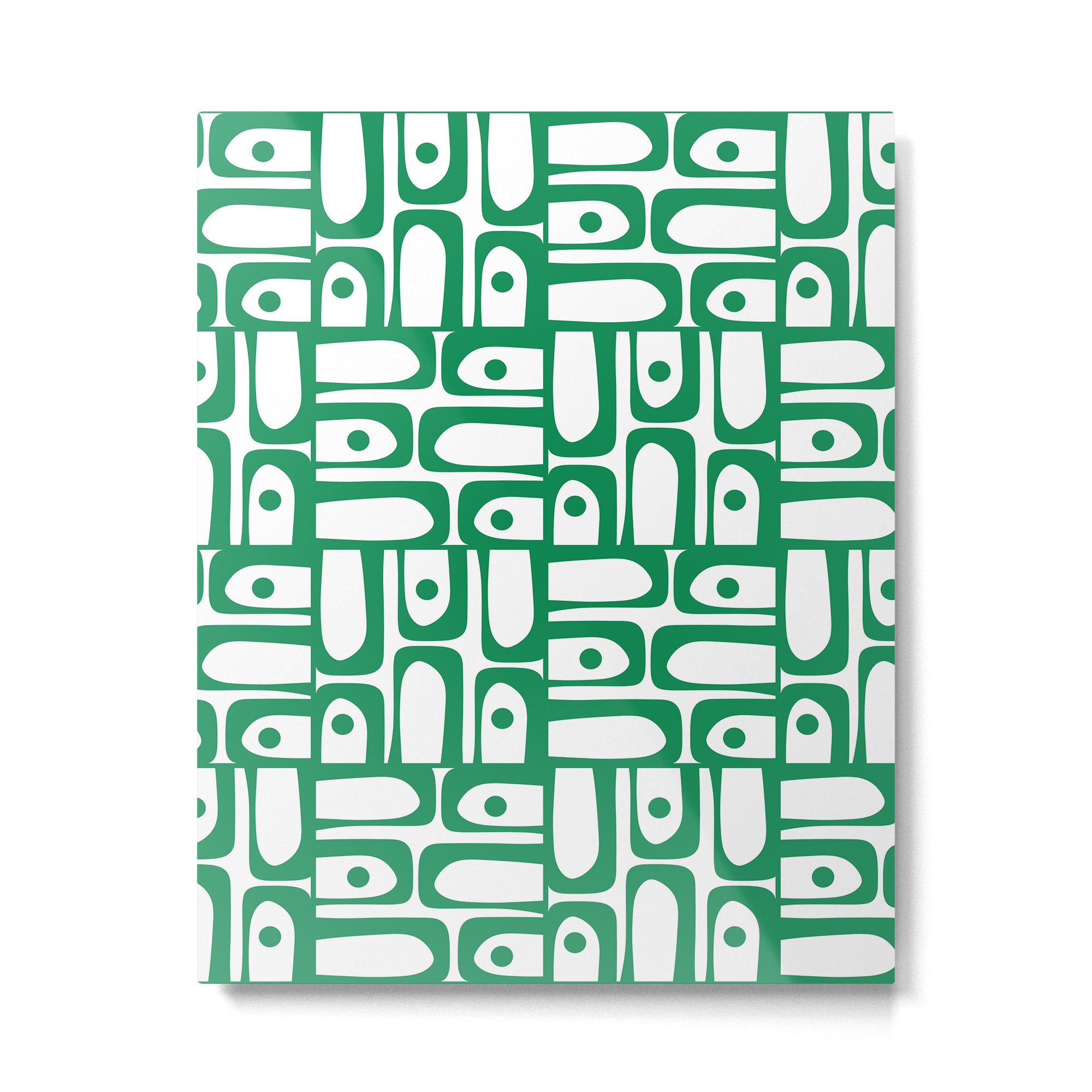 Mid Century Modern Piquet Abstract Multi Pattern Kelly Green and White Metal Print Gallery Image 6