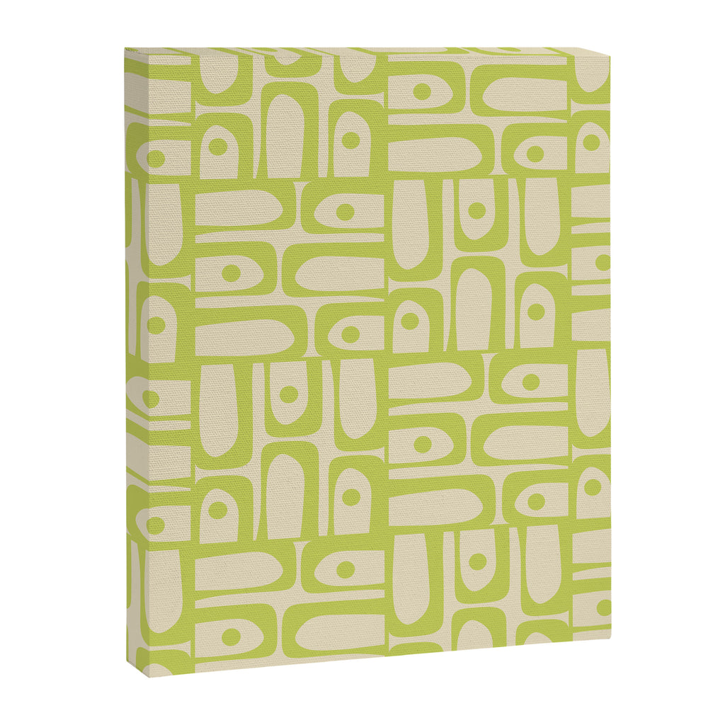Mid Century Modern Piquet Abstract Multi Pattern Light Lime Linden Green Beige Canvas Print Gallery Image 8