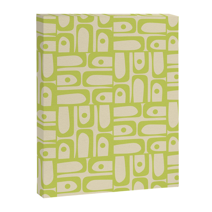 Mid Century Modern Piquet Abstract Multi Pattern Light Lime Linden Green Beige Canvas Print Gallery Image 1