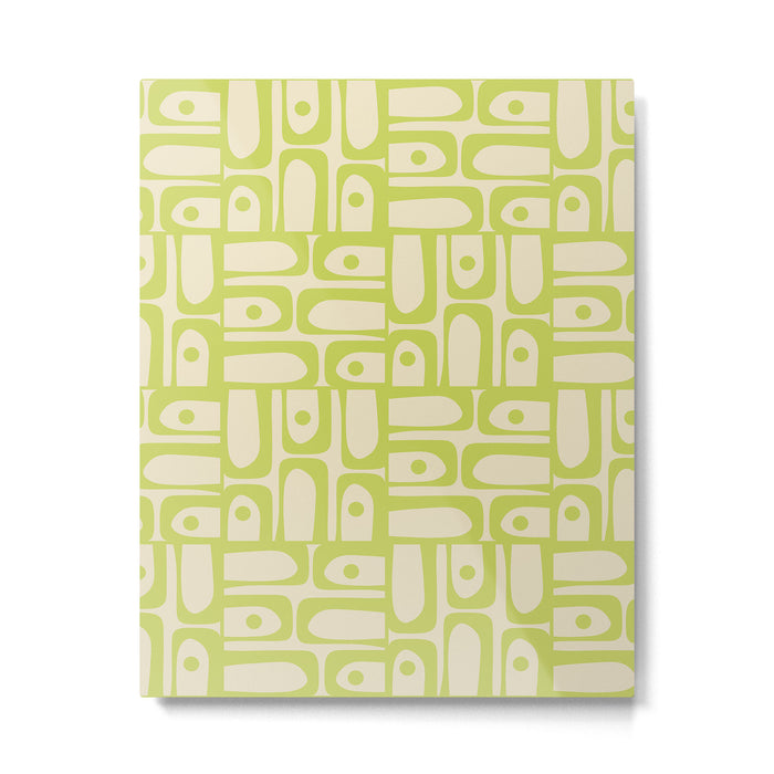 Mid Century Modern Piquet Abstract Multi Pattern Light Lime Linden Green Beige Metal Print Gallery Image 1
