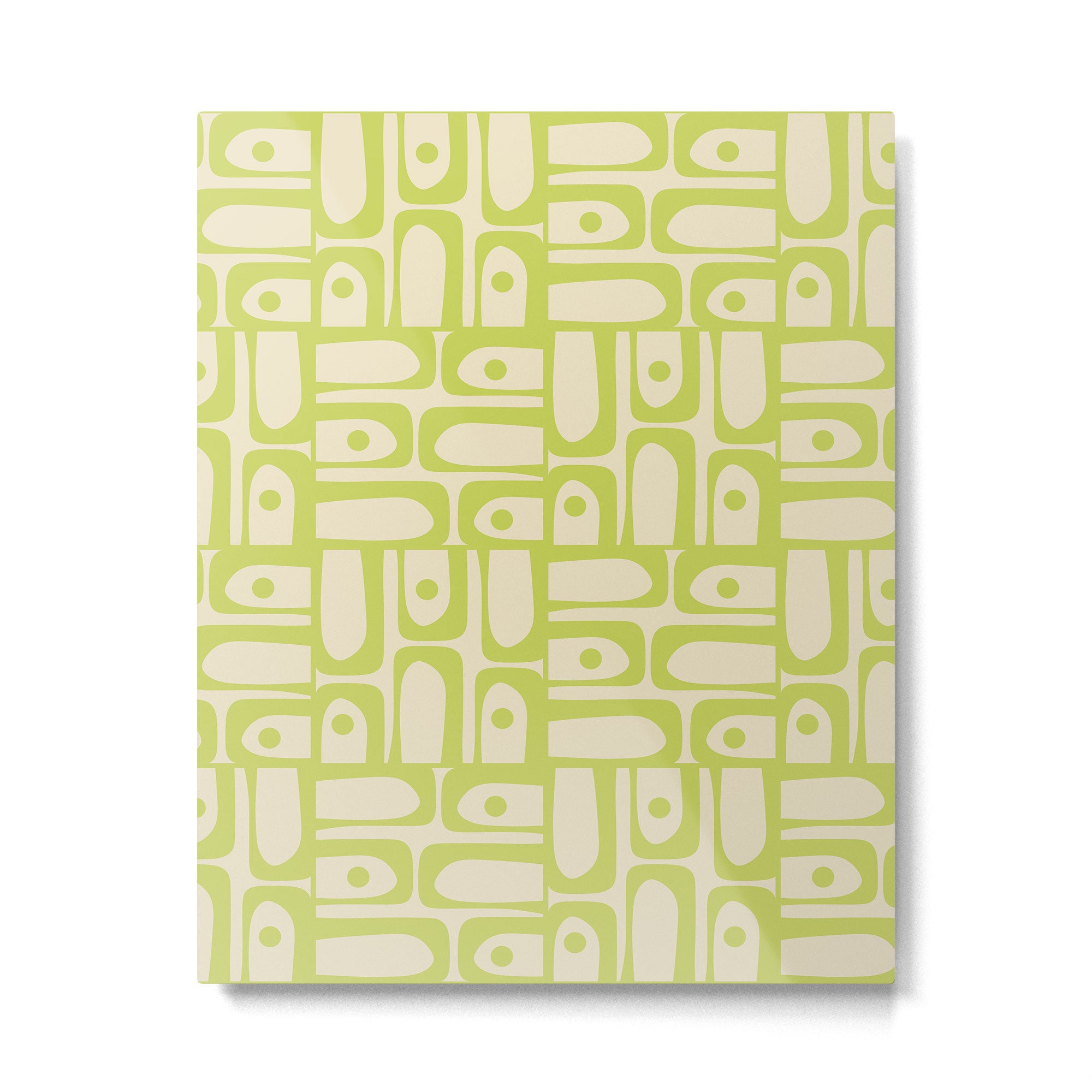 Mid Century Modern Piquet Abstract Multi Pattern Light Lime Linden Green Beige Metal Print Gallery Image 6