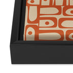 Mid Century Modern Piquet Abstract Multi Pattern Mid Mod Burnt Orange and Beige Framed Canvas Print Gallery Image 3