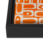 Mid Century Modern Piquet Abstract Multi Pattern Orange and Beige Framed Canvas Print Gallery Image 3