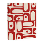 Mid Century Modern Piquet Abstract Multi Red and Cream Pattern Canvas Print Gallery Image 8