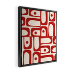 Mid Century Modern Piquet Abstract Multi Red and Cream Pattern Framed Canvas Print Gallery Image 2