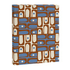 Mid Century Modern Piquet Abstract Multi Retro Brown and Blue Pattern Canvas Print Gallery Image 8