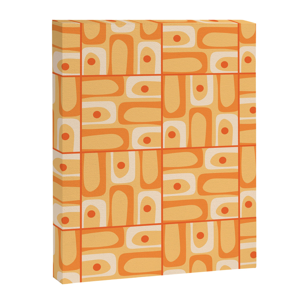 Mid Century Modern Piquet Abstract Multi Tiled Geometric Pattern in Orange Tangerine Tones Canvas Print Gallery Image 8