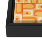 Mid Century Modern Piquet Abstract Multi Tiled Geometric Pattern in Orange Tangerine Tones Framed Canvas Print Gallery Image 3