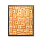 Mid Century Modern Piquet Abstract Multi Tiled Geometric Pattern in Orange Tangerine Tones Framed Canvas Print Gallery Image 8