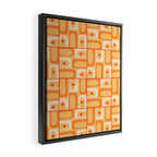 Mid Century Modern Piquet Abstract Multi Tiled Geometric Pattern in Orange Tangerine Tones Framed Canvas Print Gallery Image 2