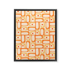 Mid Century Modern Piquet Abstract Multi Tiled Geometric Pattern in Tangerine Orange Tones Framed Canvas Print Gallery Image 8